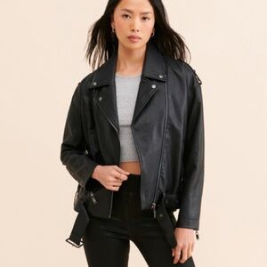 One Teaspoon Grommet Detail Vegan Leather Jacket Size Small
